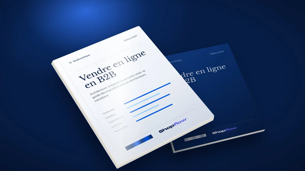 Couverture du guide Vendre en ligne en B2B, publié par Nuevamed avec Shopflow