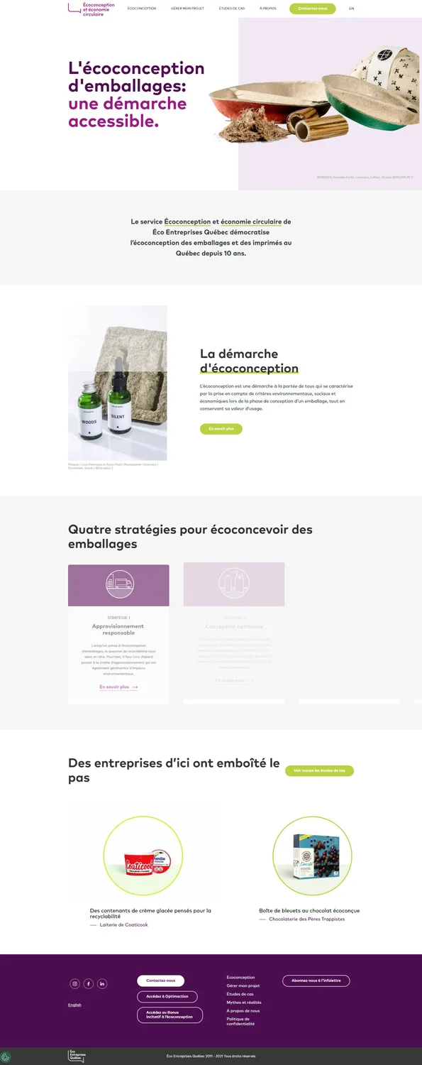 Plateforme Écoconception d’Éco Entreprises Québec : démarche, stratégies d’écoconception et études de cas d’entreprises