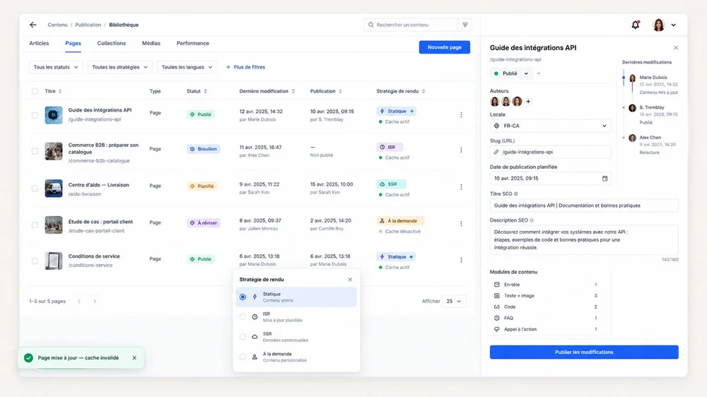 Maquette illustrative d’un site de contenu Next.js