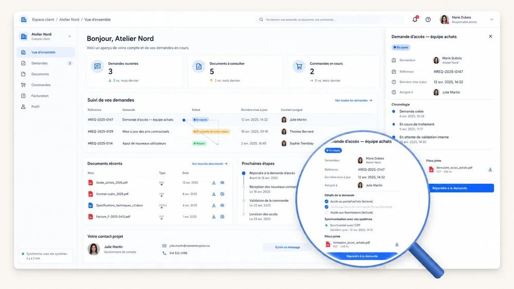 Maquette illustrative d’un portail client Laravel