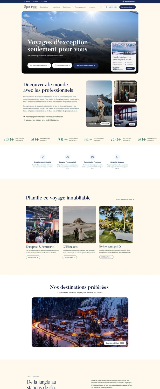 Site Sportvac Voyages : recherche de destinations, expéditions à la une et témoignages