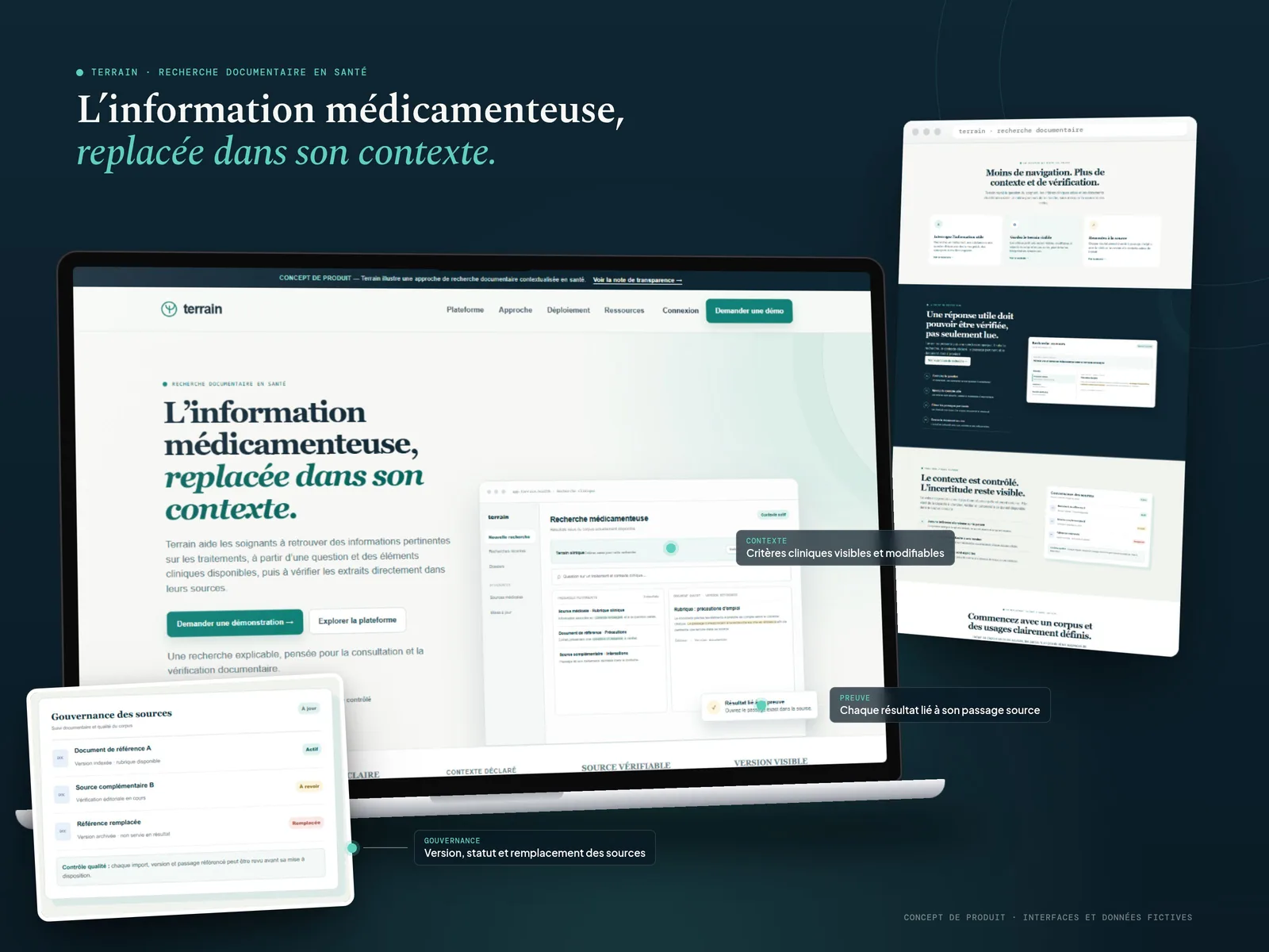 Présentation Terrain : recherche documentaire en santé, critères cliniques modifiables, résultats liés à leur source et gouvernance des sources