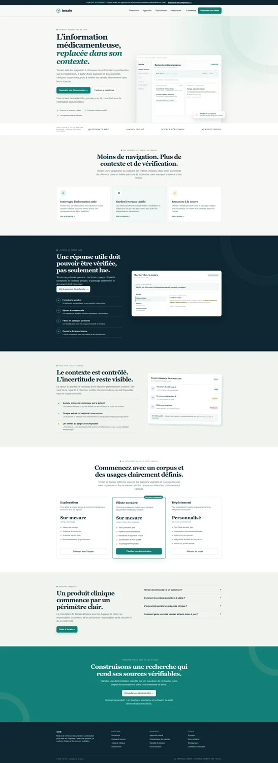 Page d’accueil de Terrain : l’information médicamenteuse replacée dans son contexte clinique